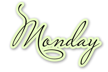 Monday Cursive Typography on green Background