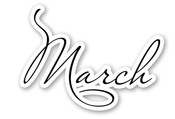 March Calligraphy Word Illustration