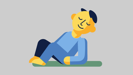 Man Relaxing on Yoga Mat Illustration.