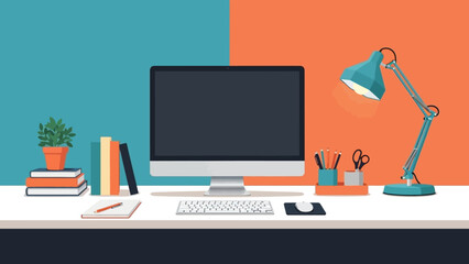 Modern Computer Monitor on White Desk Workspace.