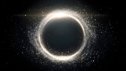 Eclipse phenomenon in space with bright ring of light