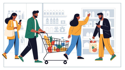 People Shopping Together in Store.