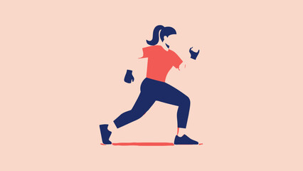 Woman Running with Fists Clenched Illustration.