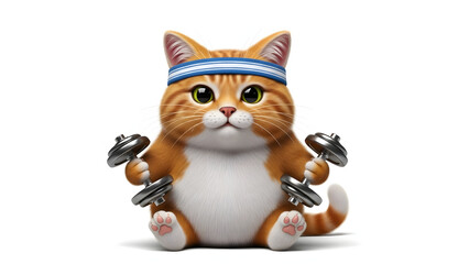 Whimsical cat figurine with birds and headband