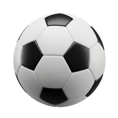 Fototapeta premium Pristine classic black and white soccer ball with hexagonal, pentagonal panels, isolated on transparent background, bright studio lighting, concept for sports product photography