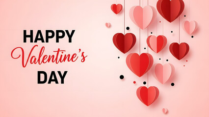 Valentine's day celebration with red and pink hearts