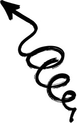 Obraz premium Hand drawn spiral arrow doodle. Sketch style black arrow symbol icon. Vector illustration for direction, movement, pointer, design element