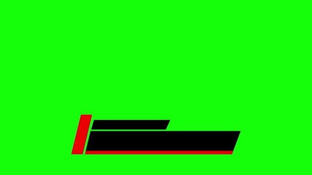 Animated lower third title bar for videos. Color block banner with sharp motion lines. Modern overlay element for media and content creators. Lower third for media, news, broadcast.