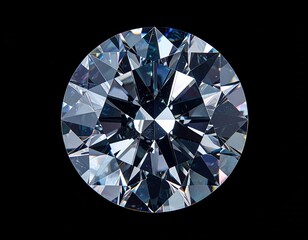 Close Up Round Brilliant Cut Diamond On Black Background High Clarity