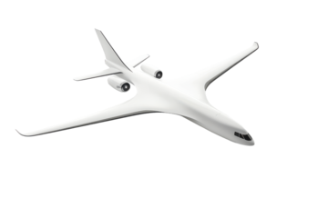 Top view of a white private jet airplane isolated on transparent background. Airplane rendered isolated on white background, 3D Rendering.