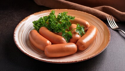 Sausages With Greens On A Plate