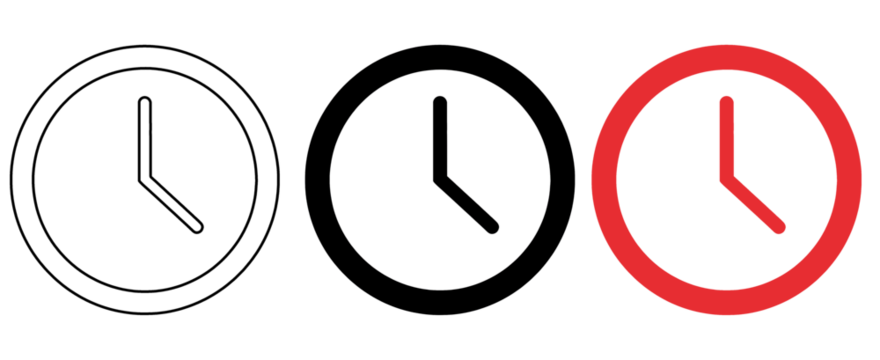 A graphic illustration of two clocks on transparent background showing time concept - Powered by Adobe