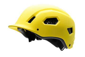 Bright yellow climbing helmet isolated on transparent background. Bright yellow safety helmet isolated on white background.