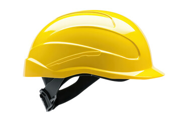 Bright yellow climbing helmet isolated on transparent background. Bright yellow safety helmet isolated on white background.