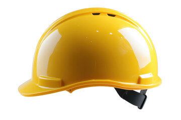 Bright yellow climbing helmet isolated on transparent background. Bright yellow safety helmet isolated on white background.