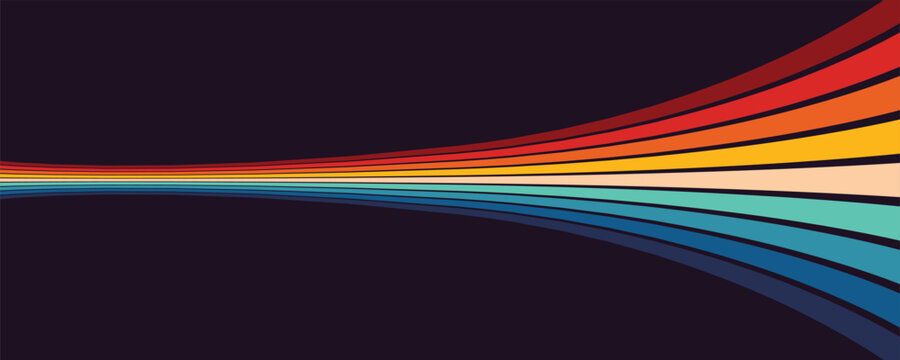 Abstract 1970's background design in futuristic retro style with colorful lines. Vector illustration.