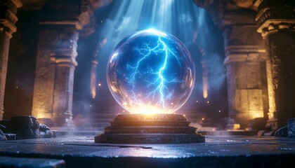 Arcane crystal sphere glowing mystical force high resolution picture