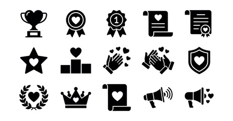 Love and Recognition Icons Set