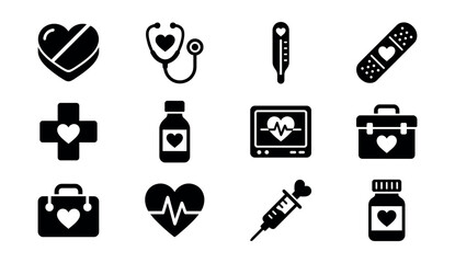 Medical Black and White Icon Set