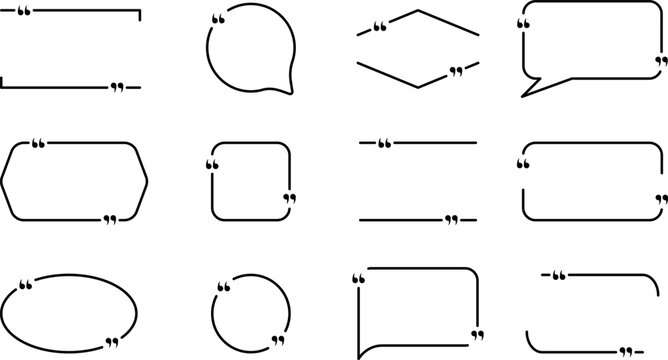 Minimalist Quote Frame Templates 12 Versatile Black Monoline Borders for Testimonials, Social Media and Presentation Pull Quotes