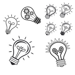 Vector Lightbulb Icons Symbolizing Creative Ideas