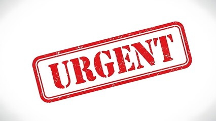A red rubber stamp imprint of the word "URGENT" on a white background. It's angled