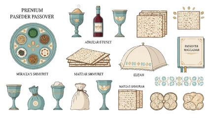 Of Passover Seder including matzah wine and ritual
