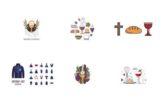 Maundy Thursday religious symbols and set cross bread - Powered by Adobe
