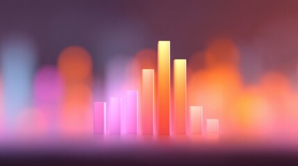 Colorful Bar Graph Abstract Visualization with Soothing Lights and Soft Bokeh Background for Business and Data Analysis Concepts