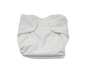 Washable reusable baby diaper with buttons isolated on white background. Not AI