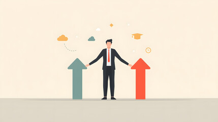 Flat vector illustration showing decision making concept