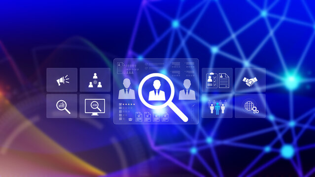 Job search concept. HR or Hiring Human Resources, unemployment finding job search for resume register job interview, find your career. headhunting and recruitment process. not ai