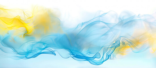 Abstract Colorful Smoke Flow in Yellow and Blue Waves for Creative Backgrounds and Design