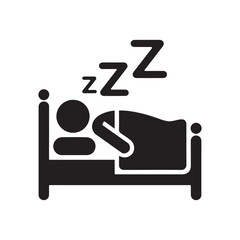 Sleeping Person Icon &ndash; Bedtime, Rest, Night Sleep, Relaxation, Wellness, and Healthy Lifestyle Symbol for Graphic Design.