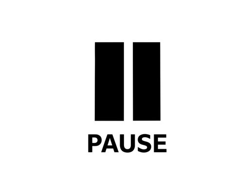 A minimal pause button icon symbol for stop or hold function in black color