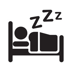 Sleeping Person Icon &ndash; Bedtime, Rest, Night Sleep, Relaxation, Wellness, and Healthy Lifestyle Symbol for Graphic Design.