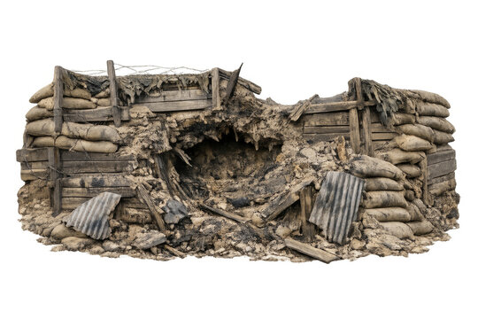 Destroyed world war i trench or bunker ruins