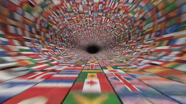 All Countries Of The World Flags Background Animation Animation of a design abstract 3d background with international world flags icons mosaic shifting and speed effect along with depth of blur