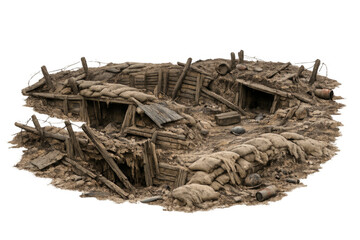 Obraz premium World war i battlefield trench with bunkers and sandbags
