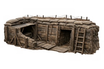 World war i trench dugout bunker on transparent background