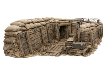 World war 1 trench dugout with sandbags