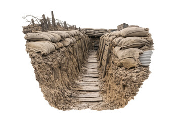 Obraz premium World war i trench with sandbags and duckboards
