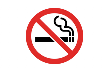 No Smoking Sign with Red Circle and Line cigarette isolated on a transparent background