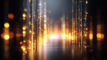 Fototapeta premium Ethereal Light Passage with Glowing Particles in Dark Space Creating a Dreamy and Enchanting Background for Design and Art Projects