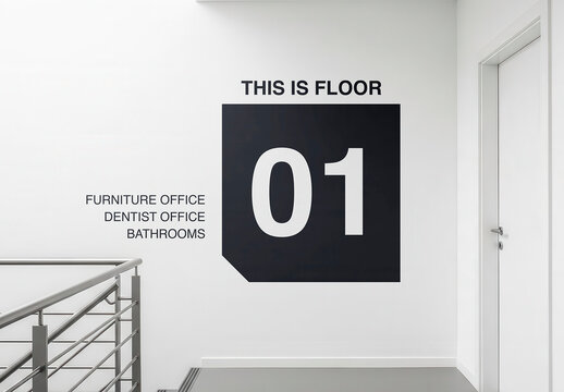 Floor Signage Wall Mockup