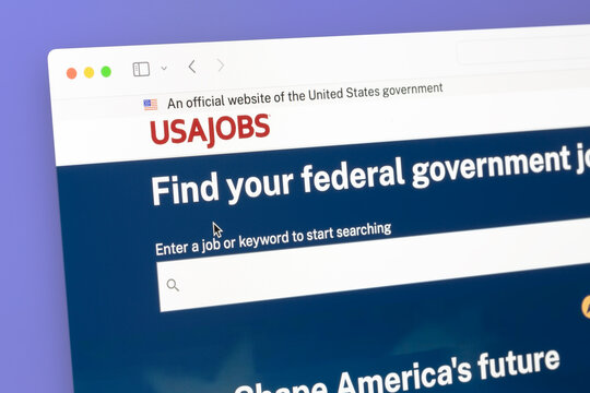 Ostersund, Sweden - Jan 14 2025: USAJobs webpage. USAJobs is the United States Government's website for listing civil service job opportunities with federal agencies.