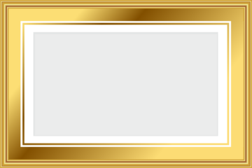 A transparent decorative golden picture frame with empty space for an image.
