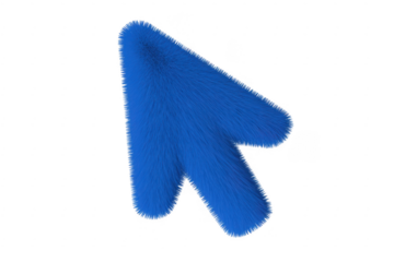 Blue arrow cursor with fuzzy texture isolated on a transparent background