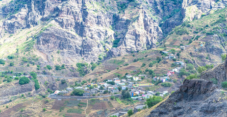 Remote Mountain Village of Alto Mira in the Rugged Highlands of Santo Ant&atilde;o, Cape Verde