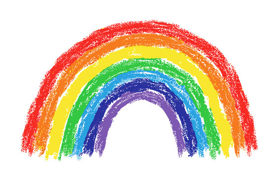 Crayon-style rainbow arch with classic seven colors